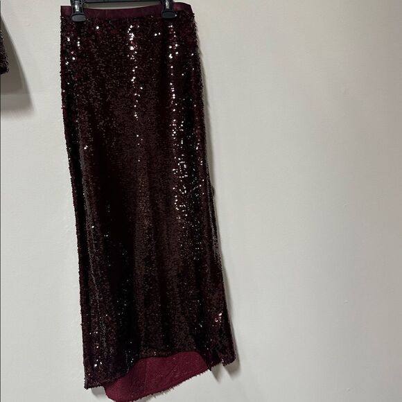 Anthropologie Bishop + Young Sublime Sequin Slip Skirt – Burgundy Small | $145 - Picture 3 of 7